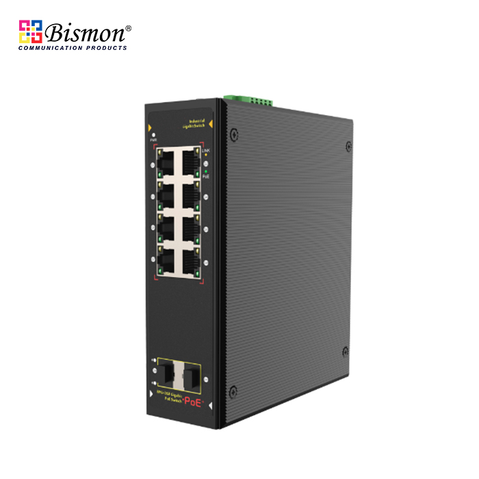 8ports 10/100/1000M PoE + 2 SFP slot Gigabit Uplink un-managed Industrial Switch